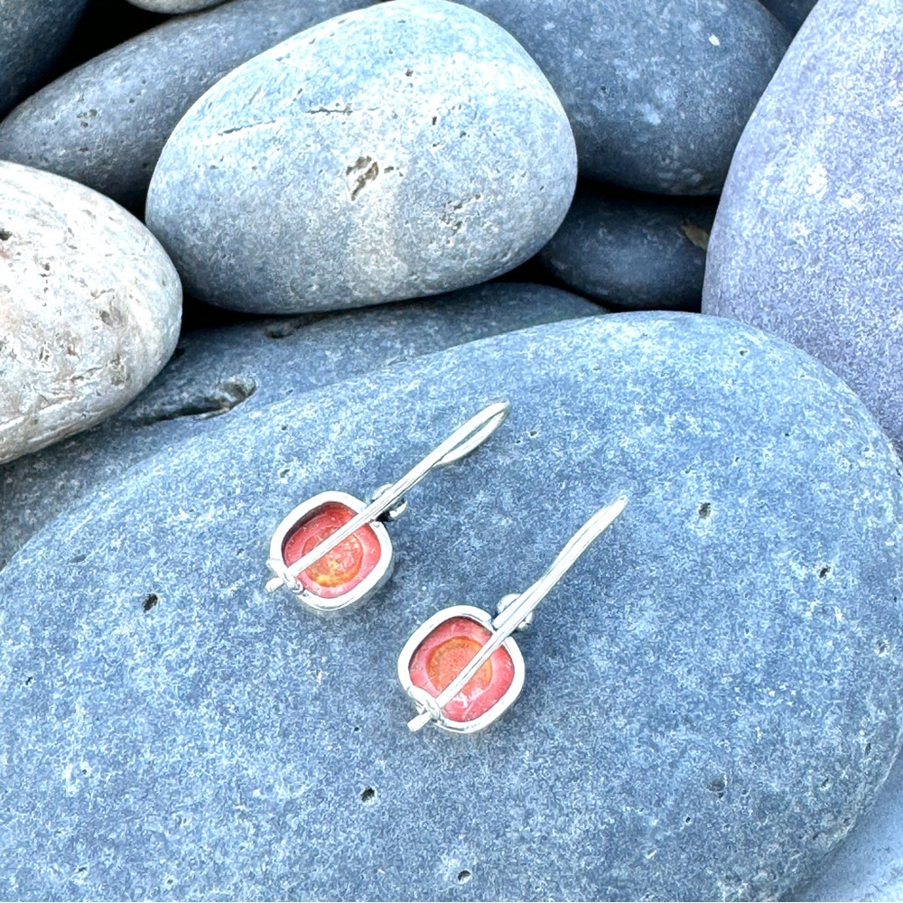 SUNDANCE orange copper turquoise earrings sterling silver gemstone stone gem - Picture 5 of 5